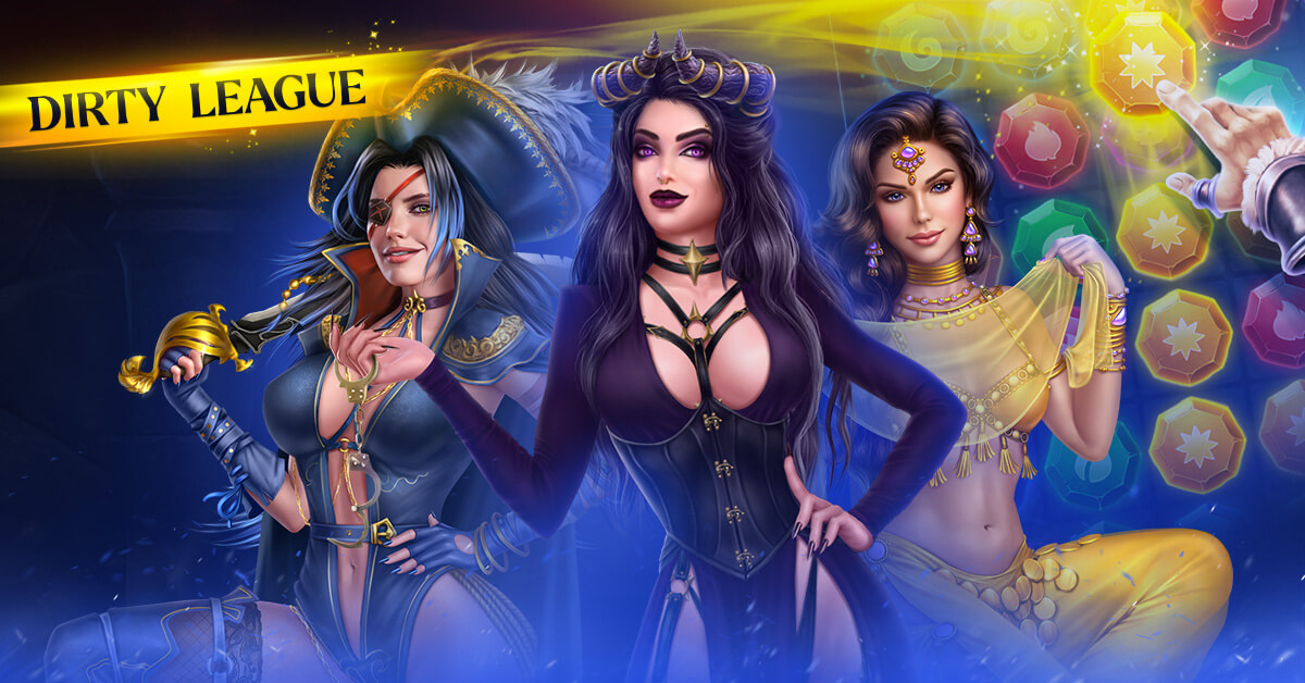Combat match-3 aux gemmes élémentaires dans Dirty League