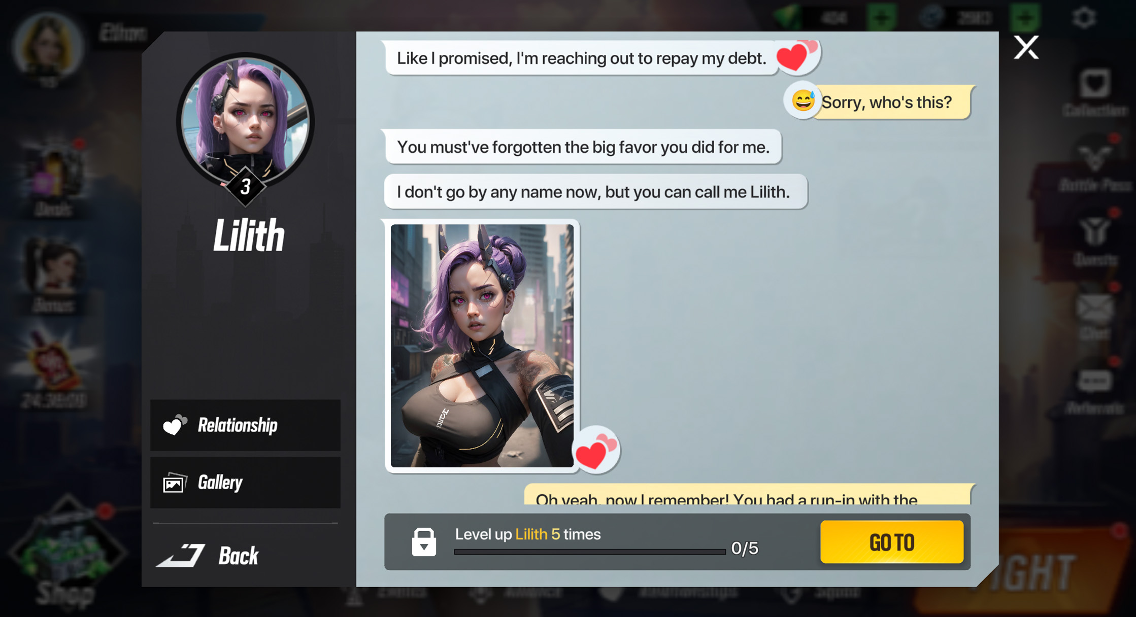 Système de chat et de séduction avec une mercenaire dans Lust Goddess