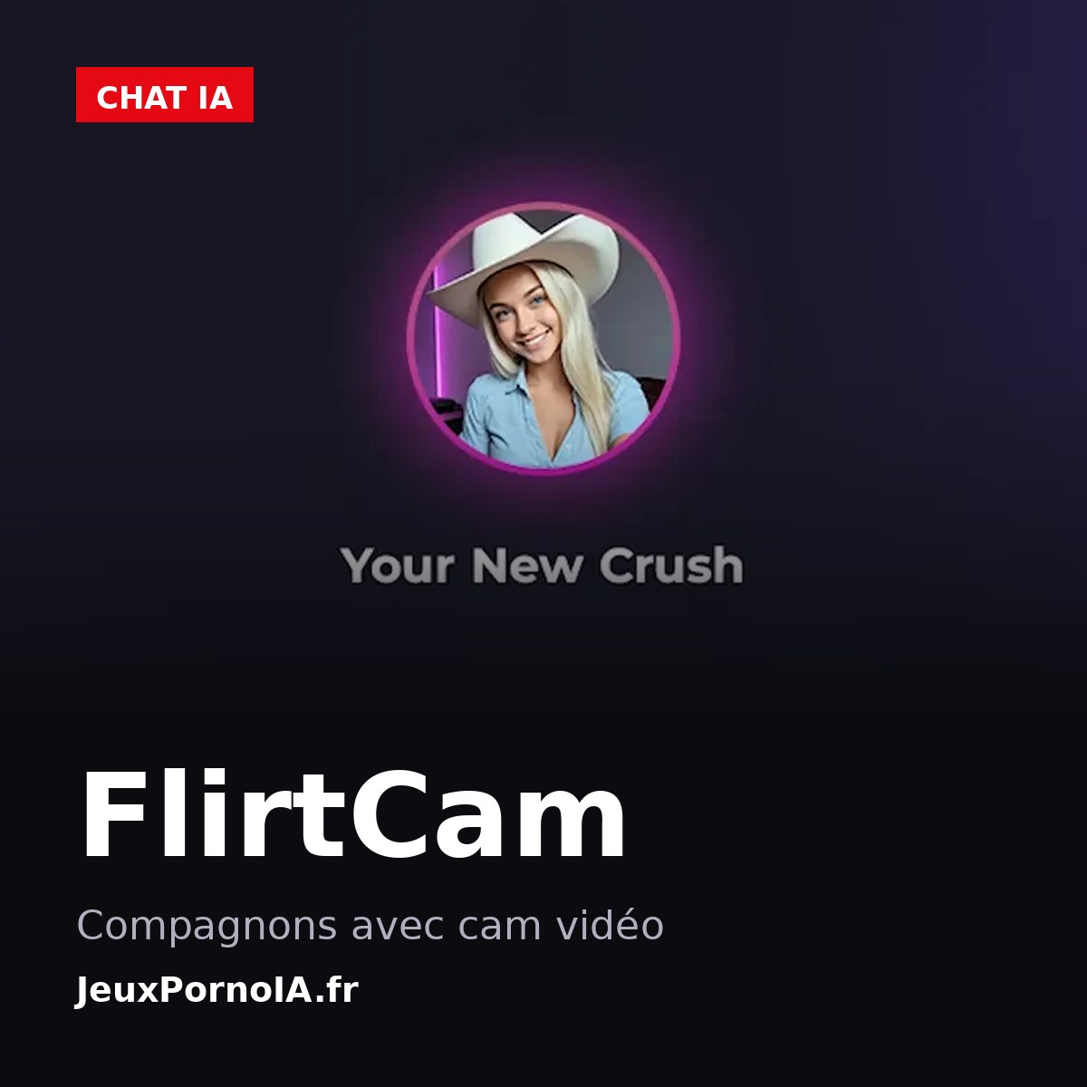 FlirtCam, compagnons avec cam vidéo (visuel officiel : https://flirtcam.ai/)