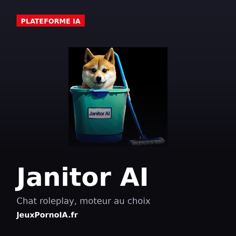 Janitor AI, chat roleplay, moteur au choix (visuel officiel : https://janitorai.com/)