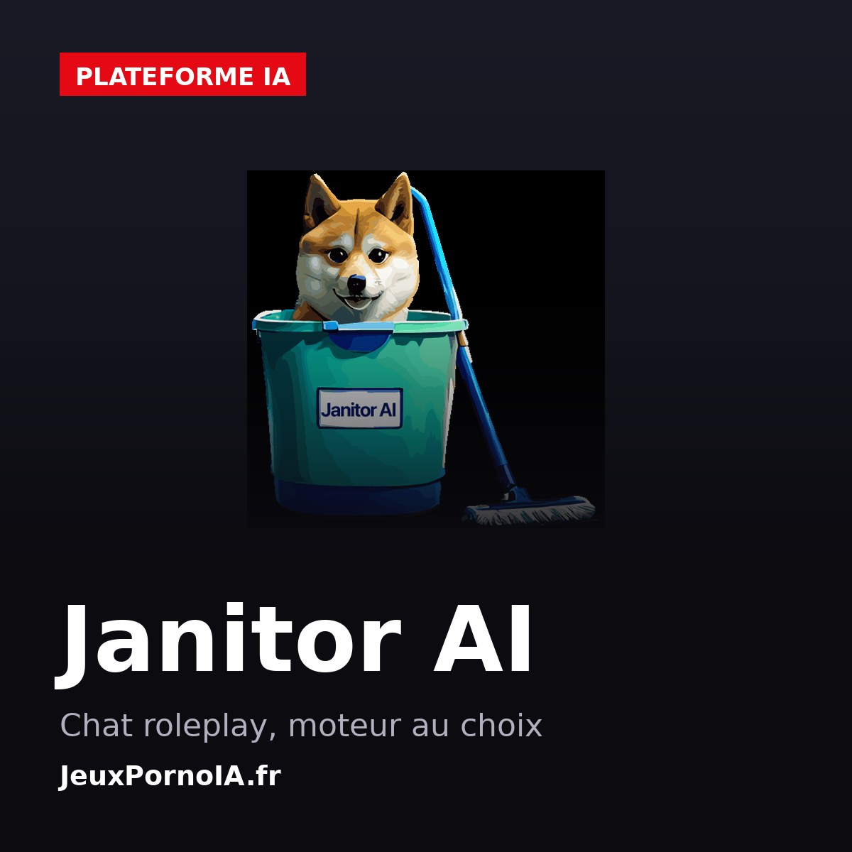 Janitor AI, chat roleplay, moteur au choix (visuel officiel : https://janitorai.com/)
