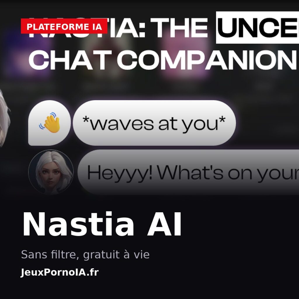 Nastia AI, sans filtre, gratuit à vie (visuel officiel : https://www.nastia.ai/fr)