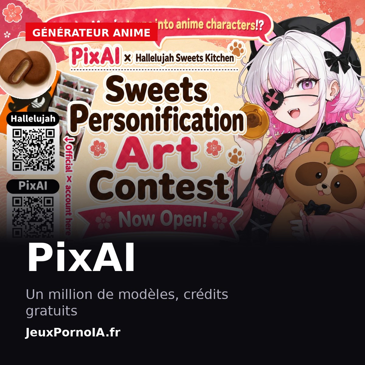 PixAI, un million de modèles, crédits gratuits (visuel officiel : https://pixai.art/)