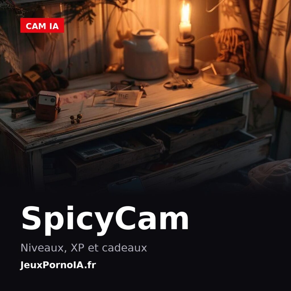 SpicyCam, niveaux, xp et cadeaux (visuel officiel : https://jeuxpornoia.fr/wp-content/uploads/2024/09/jeu_erotique_ia_interactif_7395.jpg)