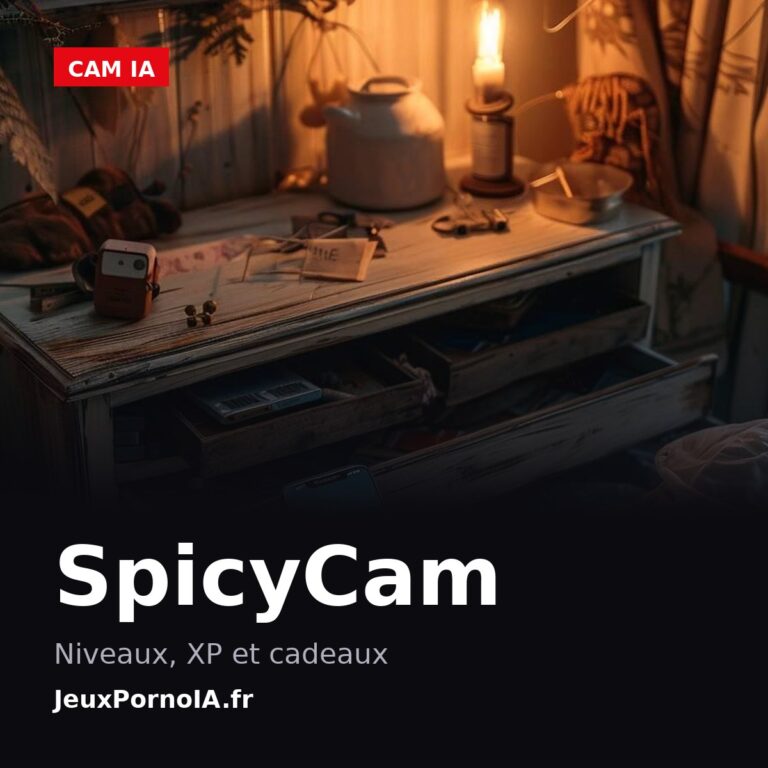 SpicyCam, niveaux, xp et cadeaux (visuel officiel : https://jeuxpornoia.fr/wp-content/uploads/2024/09/jeu_erotique_ia_interactif_7395.jpg)
