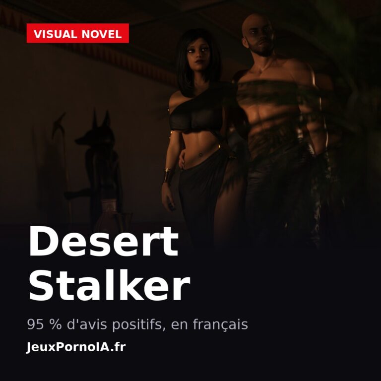 Desert Stalker, 95 % d'avis positifs, en français (visuel officiel : https://shared.fastly.steamstatic.com/store_item_assets/steam/apps/2899050/ss_47e513f951bb65ff8fbf88c28108072f7c525825.1920x1080.jpg)