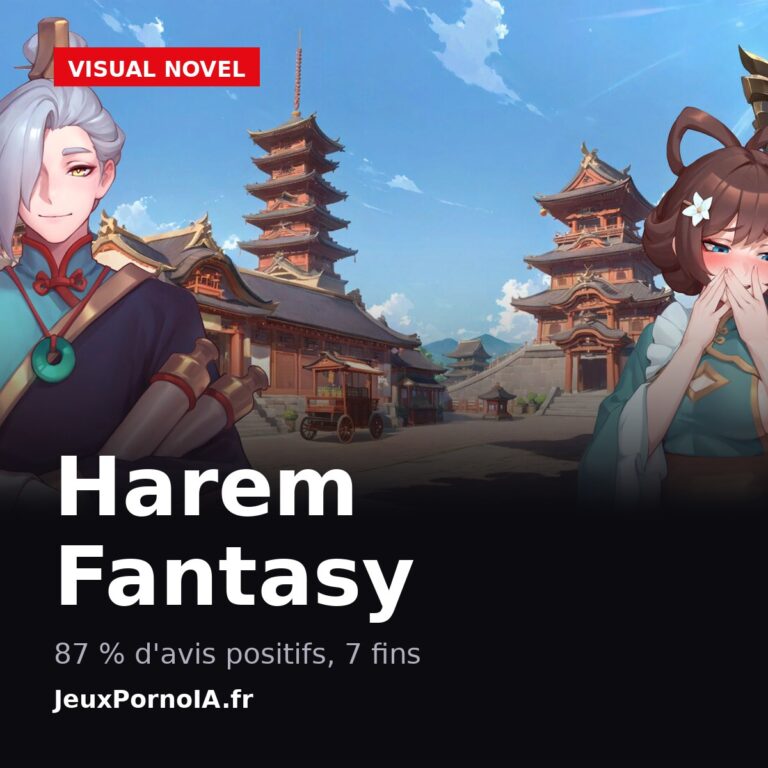 Harem Fantasy, 87 % d'avis positifs, 7 fins (visuel officiel : https://shared.fastly.steamstatic.com/store_item_assets/steam/apps/3886870/102aaa1a805cf72d9e588a3ff5e7aa1694d1c0d3/ss_102aaa1a805cf72d9e588a3ff5e7aa1694d1c0d3.1920x1080.jpg)