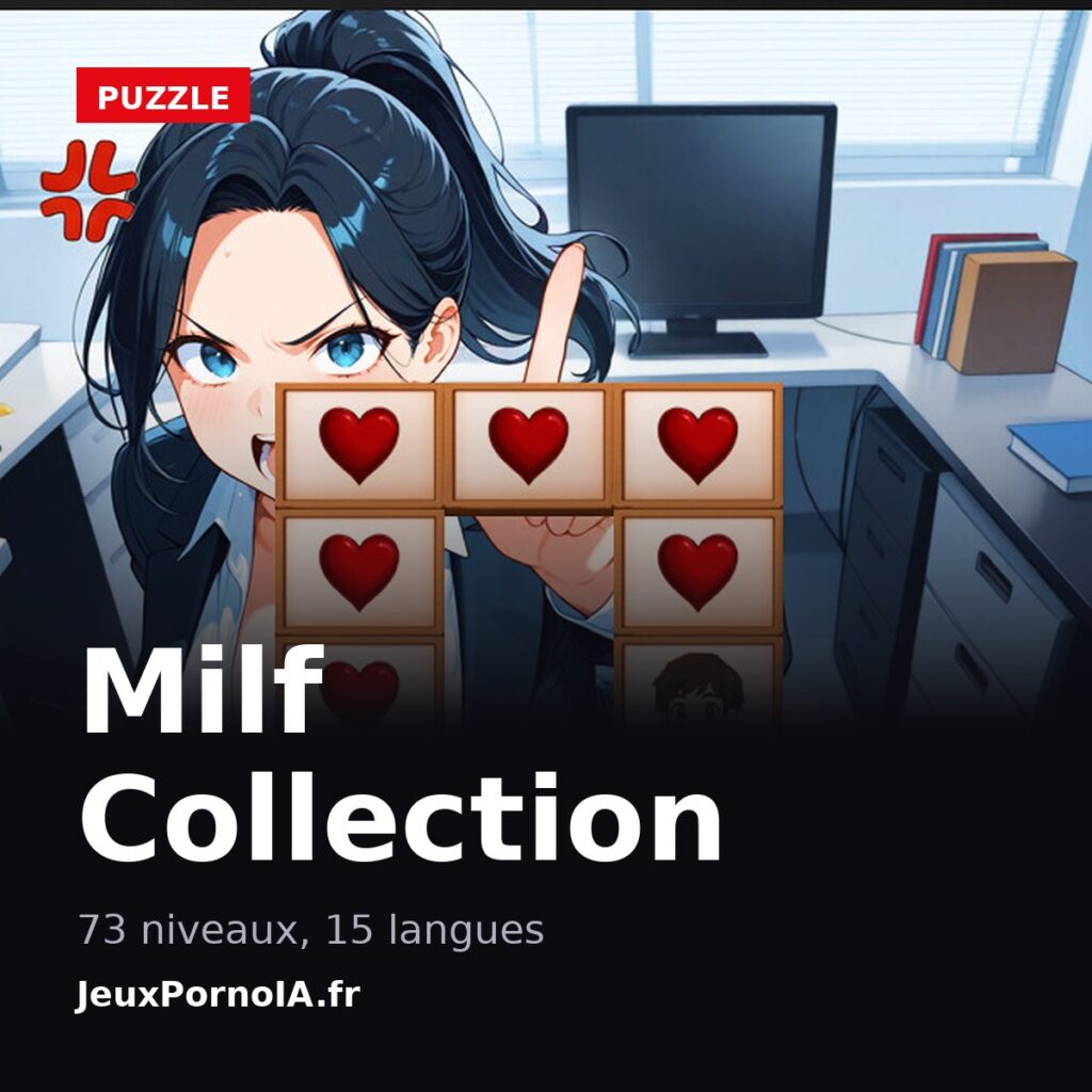 Milf Collection, 73 niveaux, 15 langues (visuel officiel : https://shared.akamai.steamstatic.com/store_item_assets/steam/apps/3772480/bd051917c54c613d5a3388997db26b18605ccf38/ss_bd051917c54c613d5a3388997db26b18605ccf38.1920x1080.jpg)