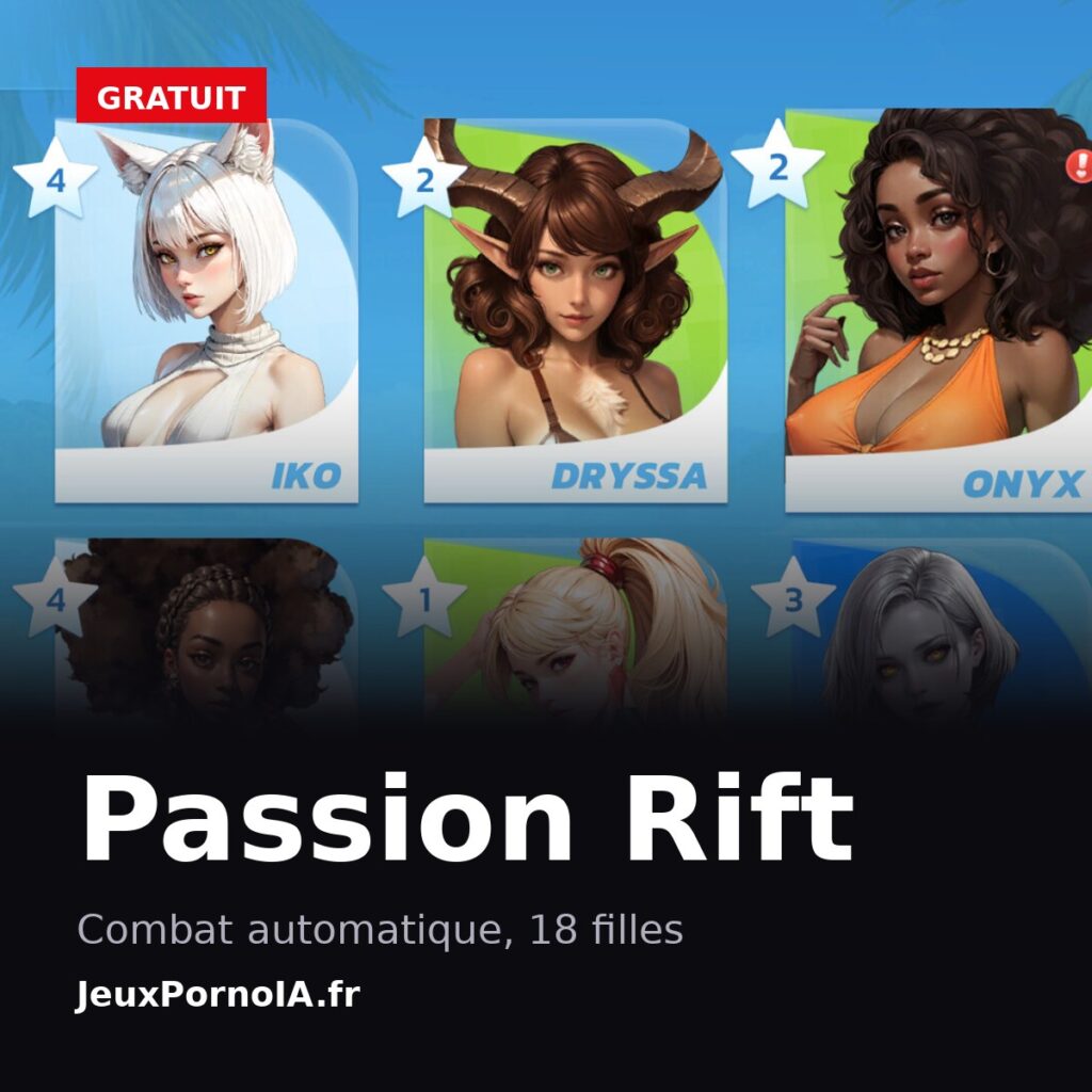 Passion Rift, combat automatique, 18 filles (visuel officiel : https://shared.fastly.steamstatic.com/store_item_assets/steam/apps/3578240/e3767ac91f3fb4e2bea86b81e6f376c0d2ed8dd2/ss_e3767ac91f3fb4e2bea86b81e6f376c0d2ed8dd2.1920x1080.jpg)