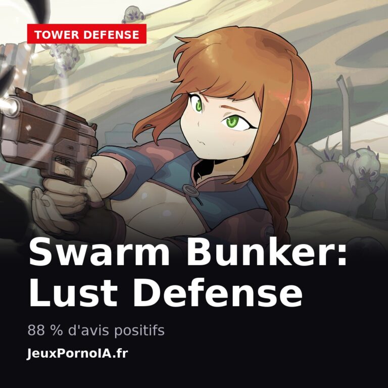 Swarm Bunker: Lust Defense, 88 % d'avis positifs (visuel officiel : https://shared.akamai.steamstatic.com/store_item_assets/steam/apps/4403260/bb2e3be21c414c65d4737df5a4e57a68ad308ab1/ss_bb2e3be21c414c65d4737df5a4e57a68ad308ab1.1920x1080.jpg)