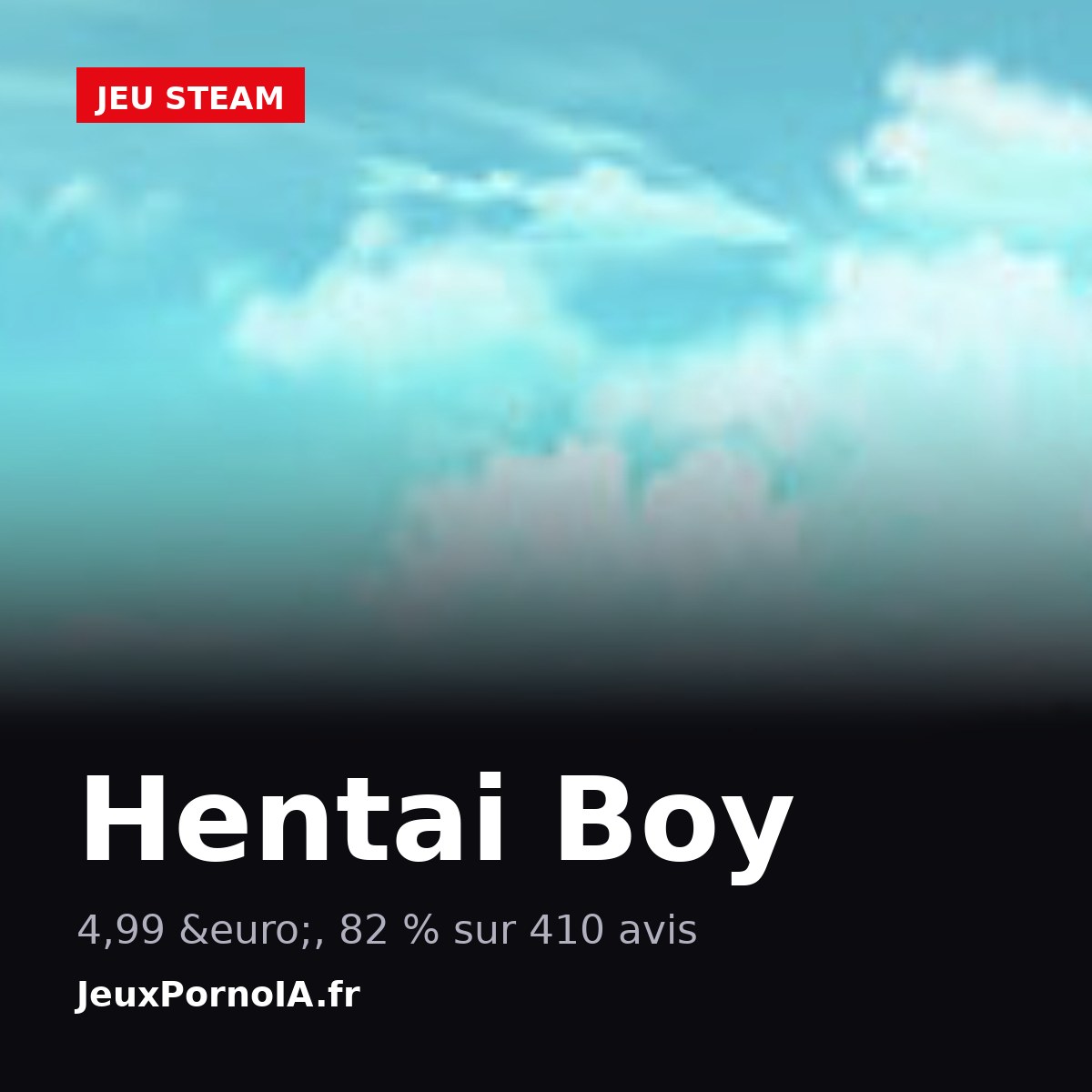 Hentai Boy, 4,99 &euro;, 82 % sur 410 avis (visuel officiel : https://store.steampowered.com/app/1620890/)
