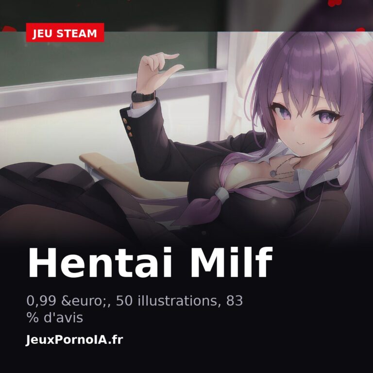 Hentai Milf, 0,99 &euro;, 50 illustrations, 83 % d'avis (visuel officiel : https://store.steampowered.com/app/2827500/)